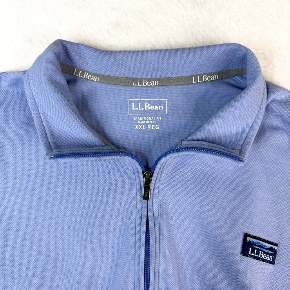 L.L. Bean Comfort Stretch Pique 1/4 Zip Pullover Sweatshirt Blue Men's XXL EUC